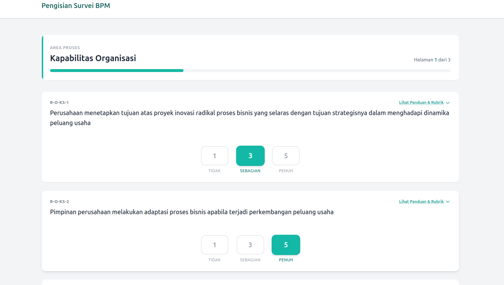 Halaman Kuesioner BPM
